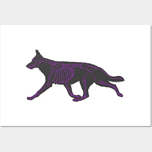 Halloween Design - Dog Skeleton Purple Posters and Art